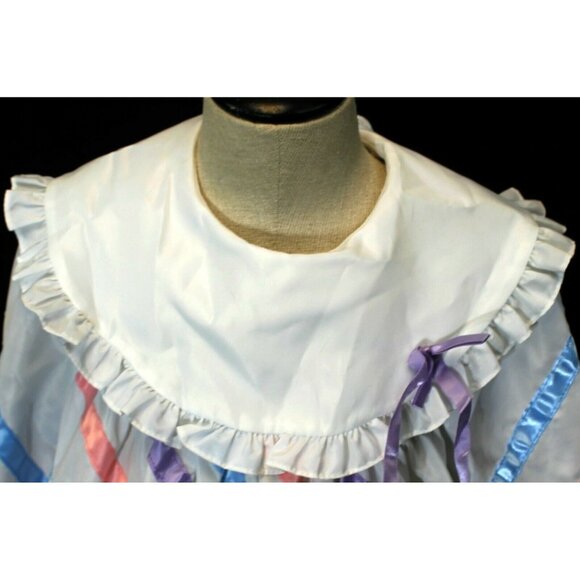 VTG 80s Rare Editions Girls Dress sz 6 White Multicolored Striped Long Sleeve - Picture 3 of 11